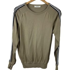 Alpha Studio Mens Knitwear Khaki Sweater Crewneck Striped Sleeve 100% Cotton 46